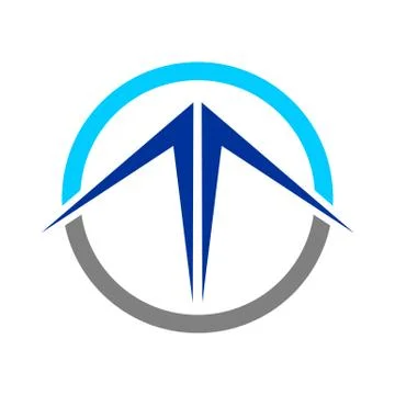 Abstract Blue Mountain Circle Emblem Stock Illustration