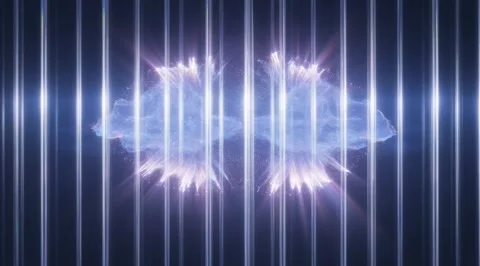 Abstract blue nebulae behind vertical light bars Stock Footage 331456726
