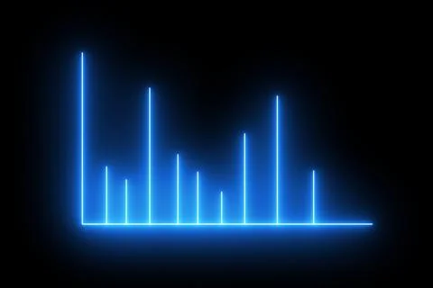 Abstract blue neon bar graph animated on black background. 스톡 사진