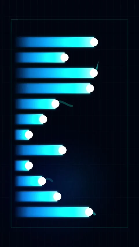 Abstract Blue Neon Bars Data Visualization on Dark Background Stock Footage 347073163