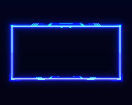 Abstract blue neon border frame stream overlay gui screen panel Stock Illustration