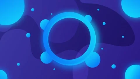 Abstract Blue Neon Circle with Bubbles and Fluid Shapes Background Vidéo 335111023