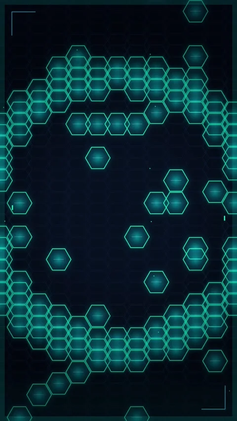 Abstract blue neon circuit board technology background with glowing hexagon.. Stock Footage 344938919