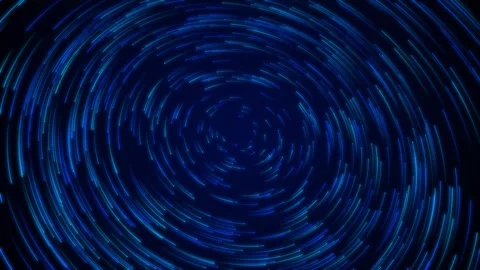 Abstract Blue Neon Circular Light Trails with Spiraling Motion and Glowing Stock-Footage 346861699