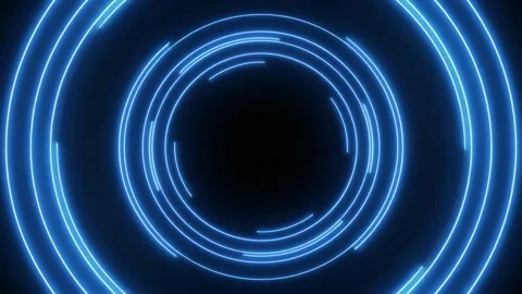 Abstract Blue Neon Circular Motion Vortex with Glowing Edges Stock Footage 339373181