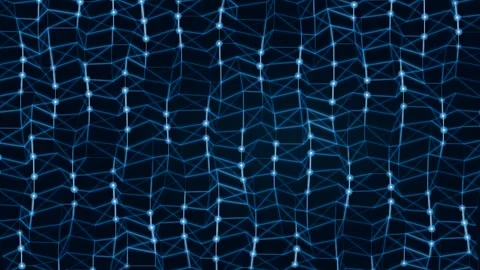 Abstract blue neon digital grid pattern loop background for modern tech video Stock Footage 336836429