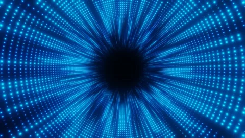 Abstract blue neon digital lines tunnel loop animation Stock Footage 264192790