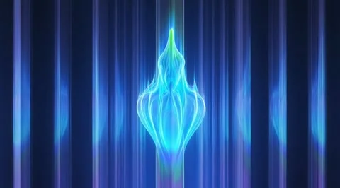 Abstract blue neon flame glowing on striped background Stock Footage 331451041