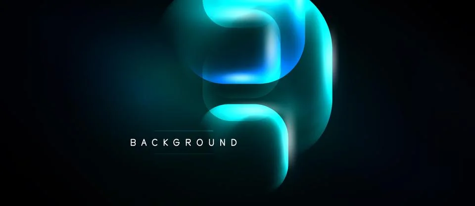 Abstract blue neon flow, dynamic curves. Dark background creates vibrant 스톡 일러스트