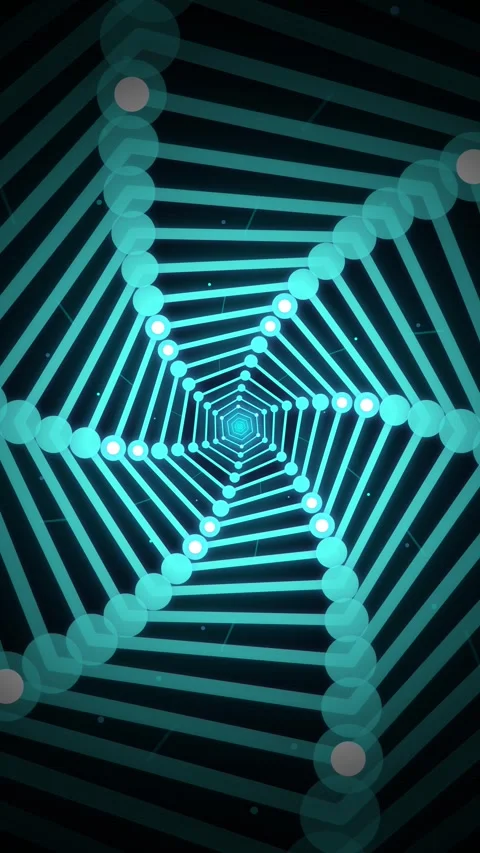 Abstract blue neon geometric lines vortex background technology data visual.. Stock Footage 344930899