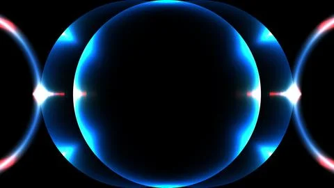 Abstract blue neon glowing circles with lens flare on black background for .. イラスト素材