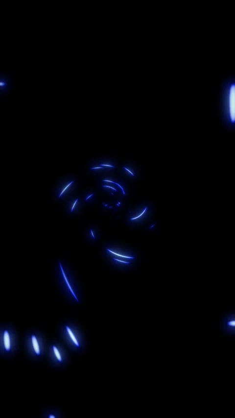 Abstract blue neon glowing lines spiraling into a dark vortex. Stock Footage 340457101