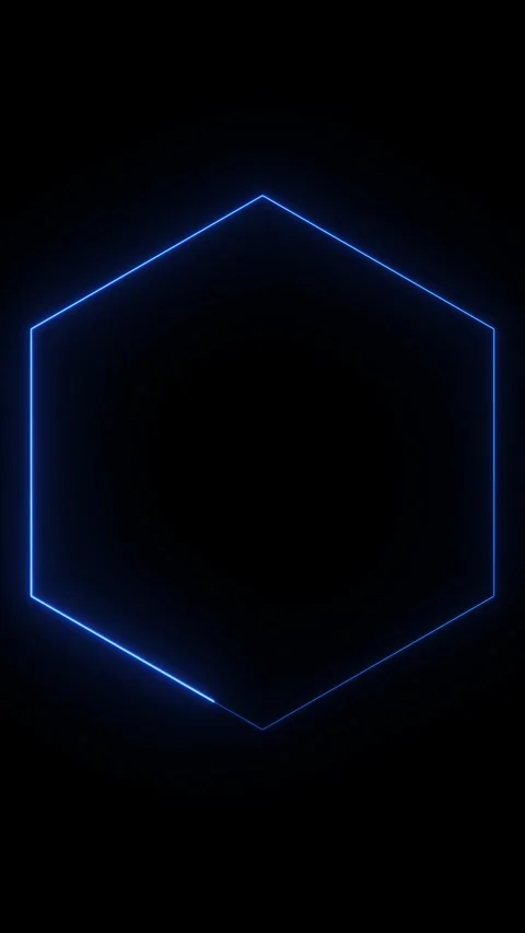 Abstract blue neon hexagon frame glowing on black background footage. 库存影片 337710580