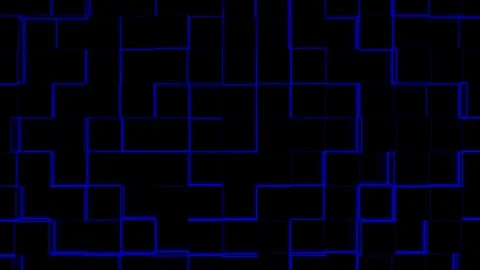 Abstract Blue Neon Light Cube Background Video, blinking Motion Background Loop Stock Footage 232387242