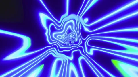 Abstract blue neon light design. Glowing electric swirl pattern Stock Footage 334313574