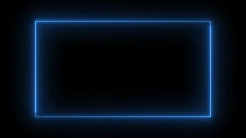 Abstract blue neon light drawing rectangle frame on black background motion.. Stock Footage 345548376