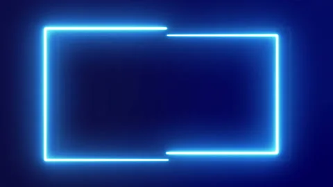 Abstract blue neon light, electric power with strobe light, animated rectangular Stock Footage 135596053