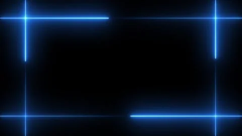 Abstract blue neon light frame on dark background Stock-Footage 347585565
