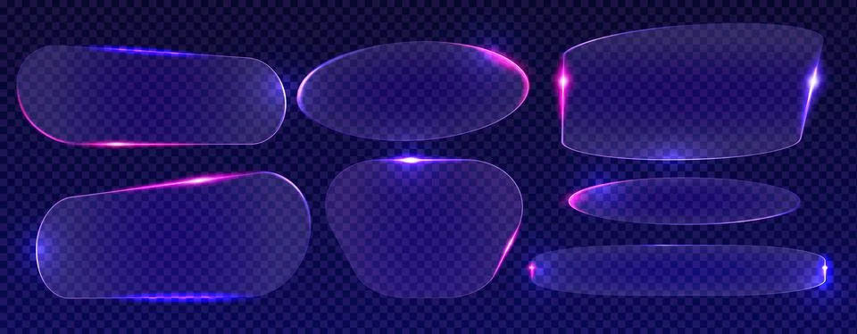 Abstract blue neon light frames set 스톡 일러스트