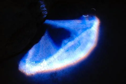 Abstract Blue Neon Light Rays Refraction Under Water Dark Stock Photos