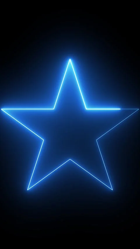 Abstract blue neon light star shape animation on dark black background loop.. Stock Footage 337709537