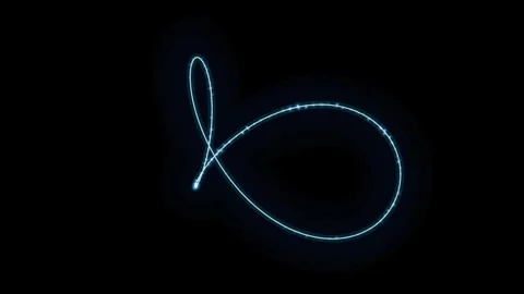 Abstract blue neon light trail loop background with glowing particles in sl.. Stock Footage 345731233