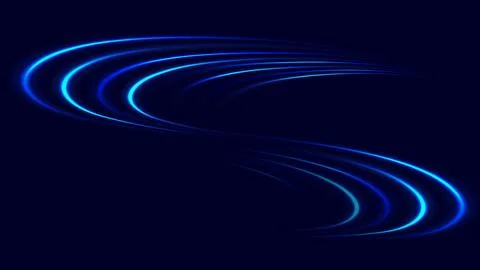 Abstract blue neon light trails on dark background high speed data transfer.. Stock Illustration
