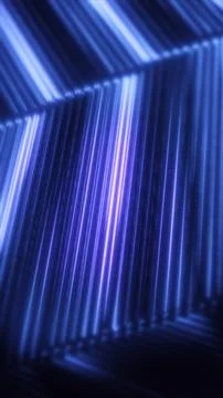 Abstract blue neon light trails in dark space Illustrazione stock