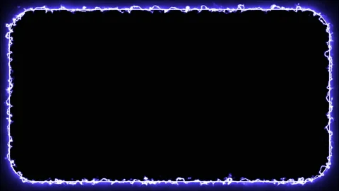 Abstract blue neon lightning glowing rectangle frame Vídeo Stock 139090653