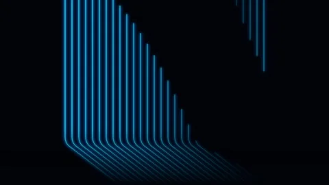 Abstract Blue Neon Lines Animation on Black Background Stock Footage 343411627