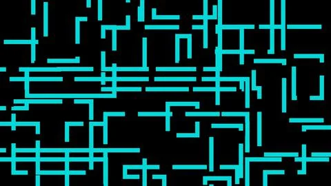 Abstract blue neon lines pattern on black background technology style. Modern 스톡 일러스트