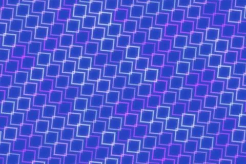 Abstract blue neon pattern with glowing squares in a grid Stock Illustration