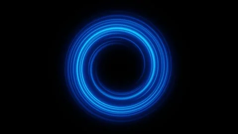 Abstract Blue Neon Rotating Ring Circular Light Loop Animation Video stock 327629617