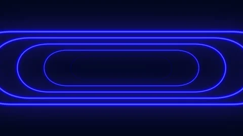 Abstract blue neon rounded rectangle frames glowing on dark background video Stock Footage 330087888