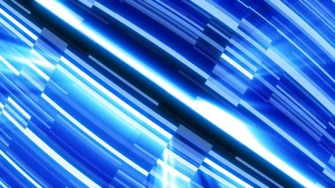 Abstract blue neon streaks with a bright white flare forming a high-energy .. Stock Illustration