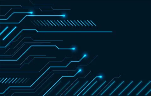 Abstract blue neon technology background with circuit board lines 스톡 일러스트