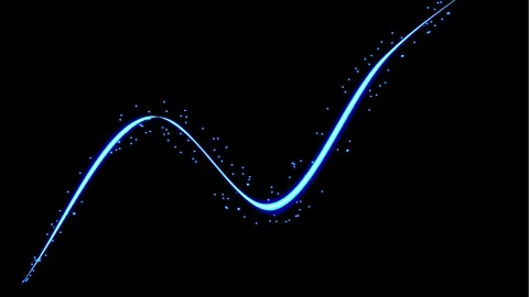 Abstract Blue Neon Wave Form Movement Against Black Background with Subtle .. Stock Footage 345948960