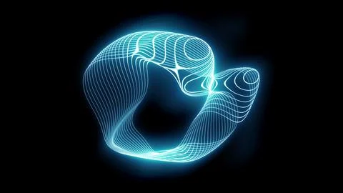 Abstract blue neon waveform on a black background. Stock Illustration