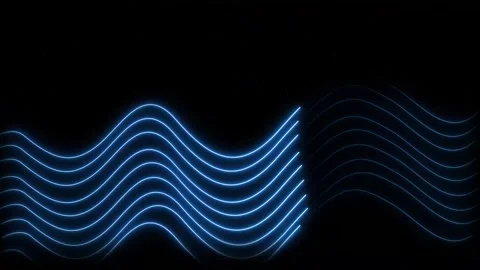 Abstract blue neon waves on starry night sky background. Neon waves glowing.. Stock Footage 337131059