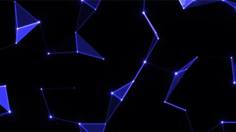 Abstract Blue Network of Connected Lines and Dots. 스톡 일러스트