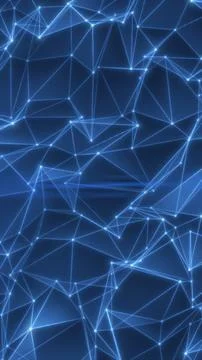 Abstract blue network of connected nodes and lines, symbolizing digital commu Illustrazione stock