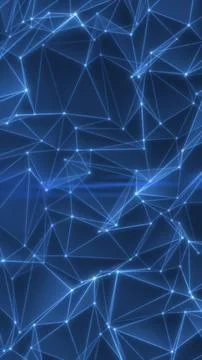 Abstract blue network of connected nodes and lines, symbolizing digital com.. Stock Illustration