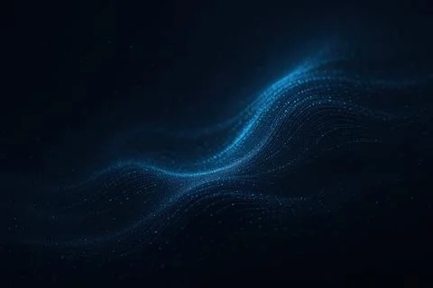 Abstract blue network of flowing particles and lines creates a dreamy, ethe.. Stock Illustration