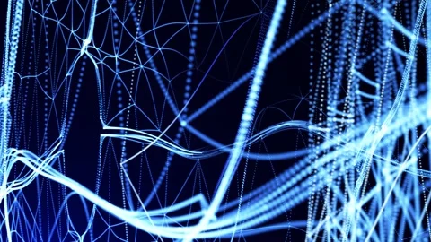 Abstract blue network of glowing lines and nodes forming dynamic data connect Stock Footage 331997115