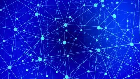 Abstract blue network of glowing nodes and lines Stock Photos
