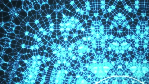 Abstract Blue Network Grid Pattern Transitioning into Complex Geometric Str.. Stock Footage 333909852