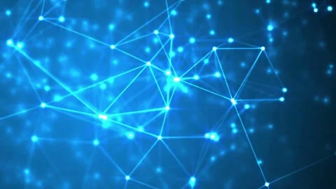 Abstract Blue Network: Illuminated Nodes and Connections Stock Footage 297014645