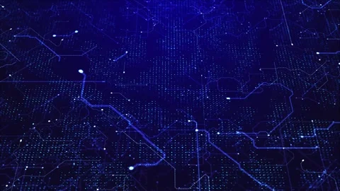 Abstract blue network map displays nodes, dotted regions, connecting routes, lay Stock Footage 340553678