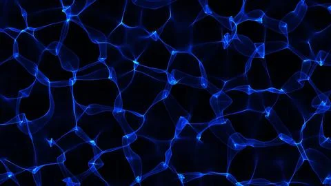 Abstract blue network pulses against deep black background Stock Illustration
