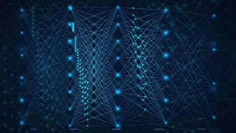 Abstract Blue Neural Network Animation Representing Artificial Intelligence and Stock Footage 336773594